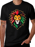 Rasta Lion Graphic Tee - Black Cotton T-Shirt