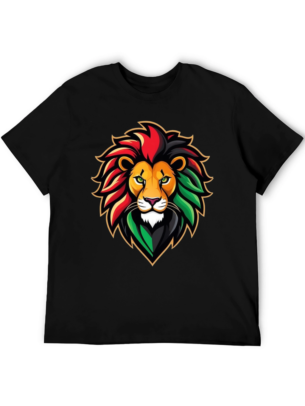 Rasta Lion Graphic Tee - Black Cotton T-Shirt
