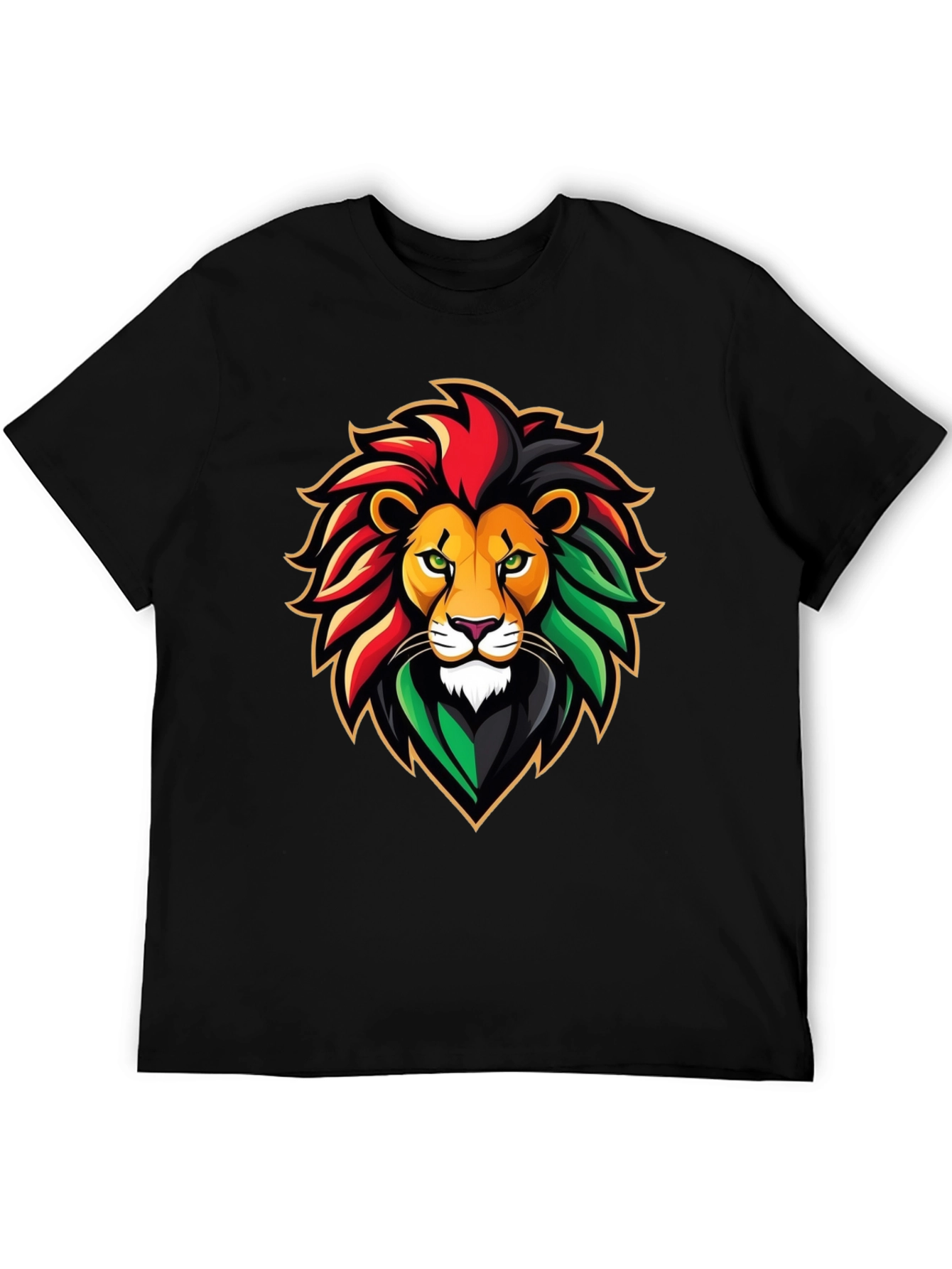 Rasta Lion Graphic Tee - Black Cotton T-Shirt