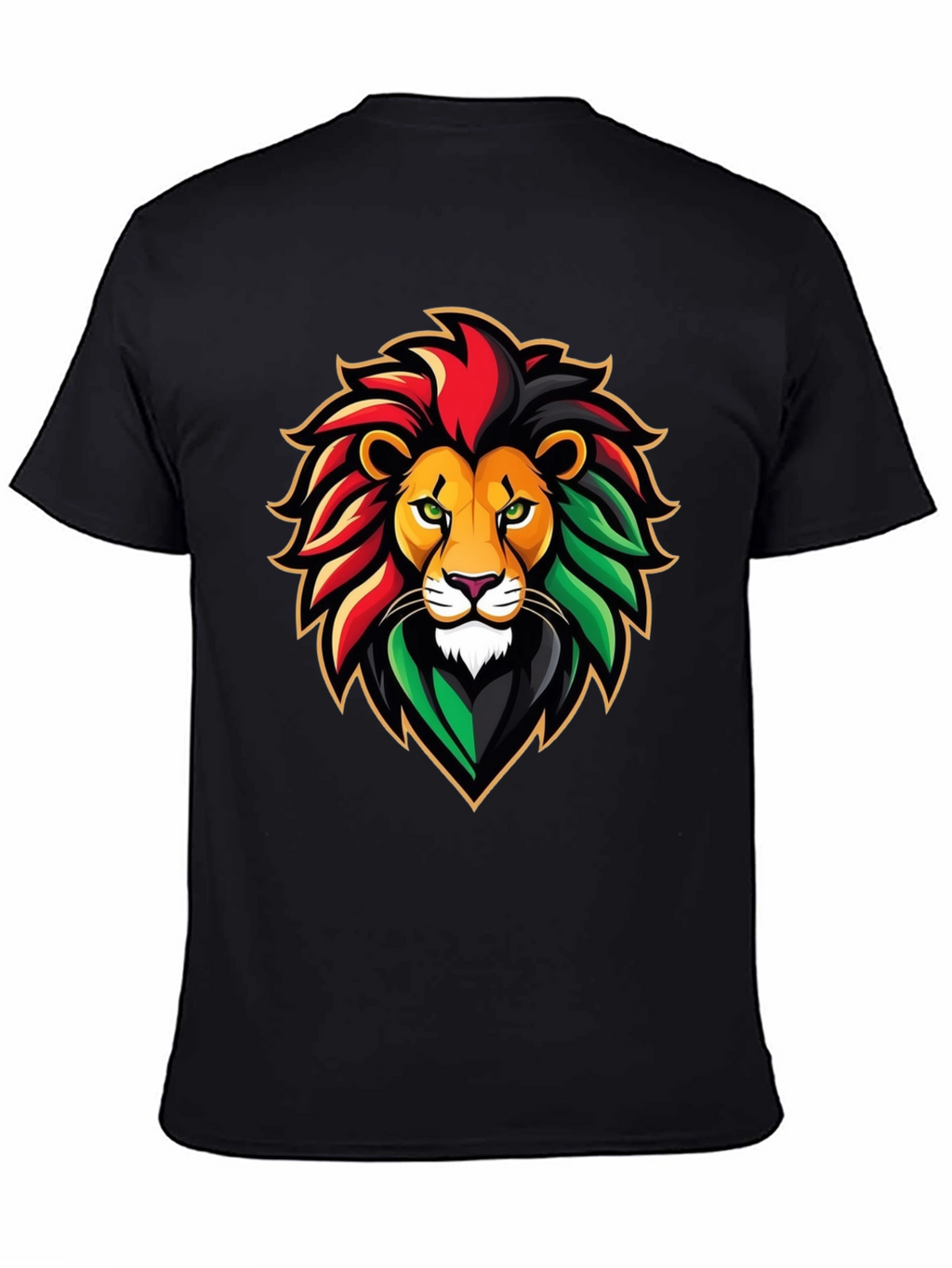 Rasta Lion Graphic Tee - Black Cotton T-Shirt