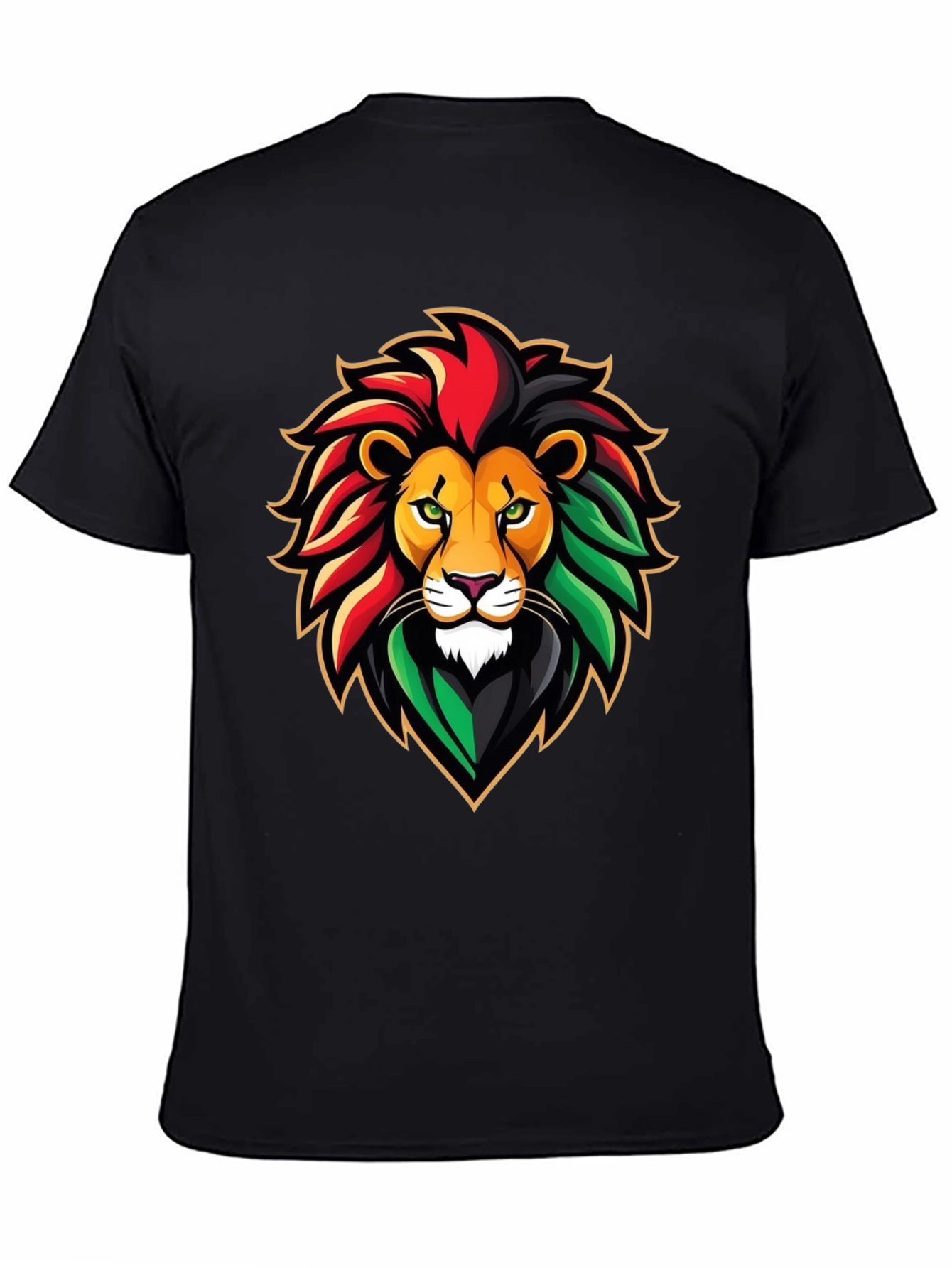 Rasta Lion Graphic Tee - Black Cotton T-Shirt