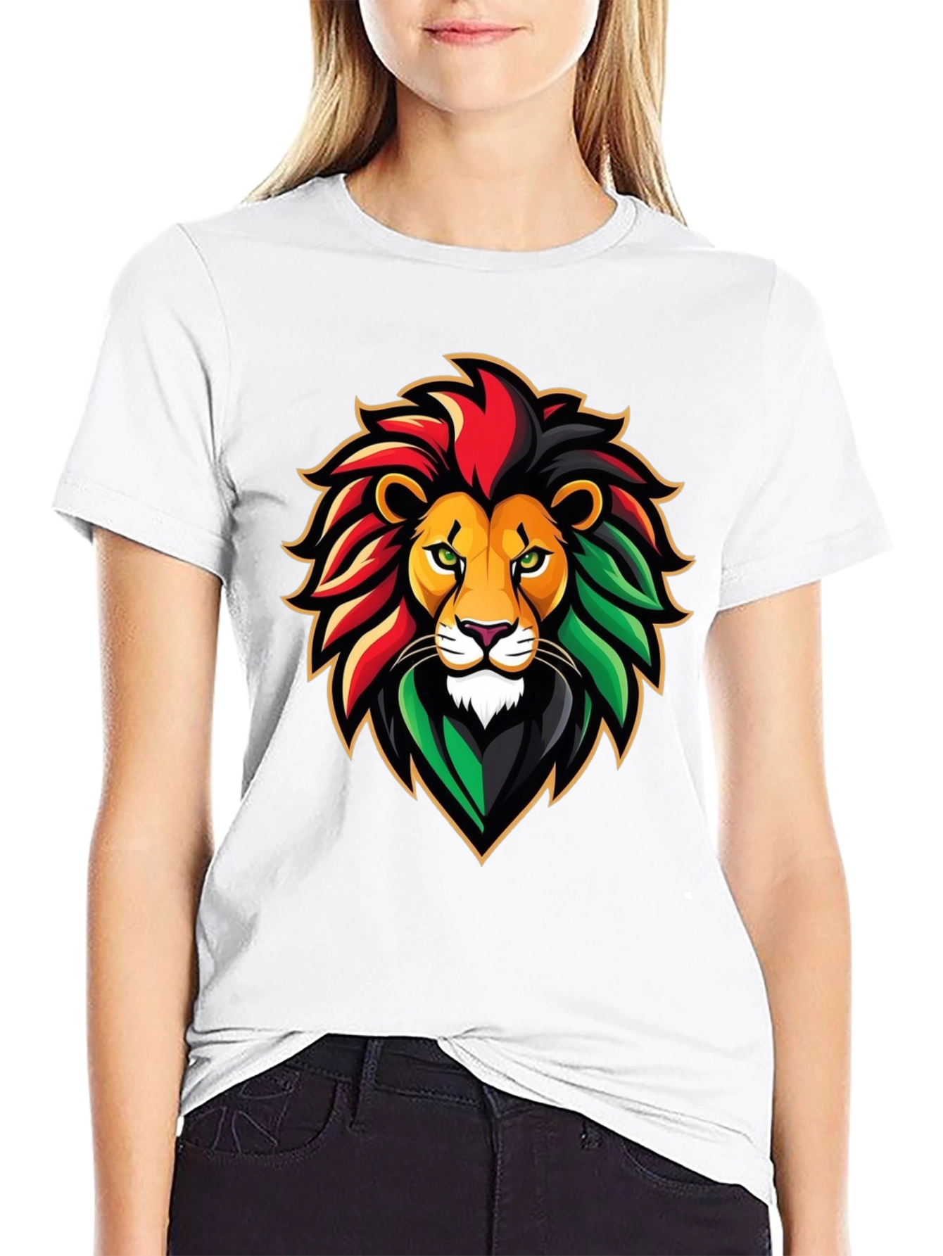 Rasta Lion Graphic Tee - Black Cotton T-Shirt