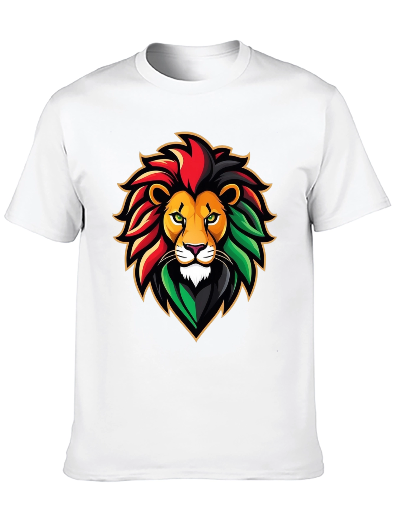 Rasta Lion Graphic Tee - Black Cotton T-Shirt