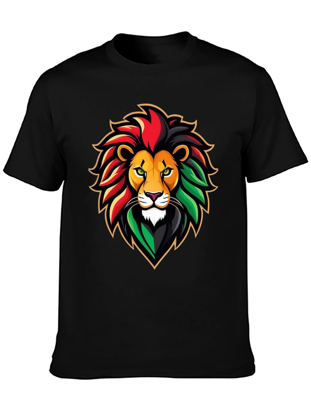 Rasta Lion Graphic Tee - Black Cotton T-Shirt