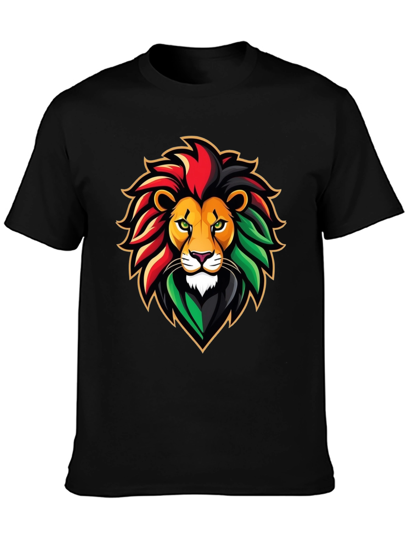 Rasta Lion Graphic Tee - Black Cotton T-Shirt