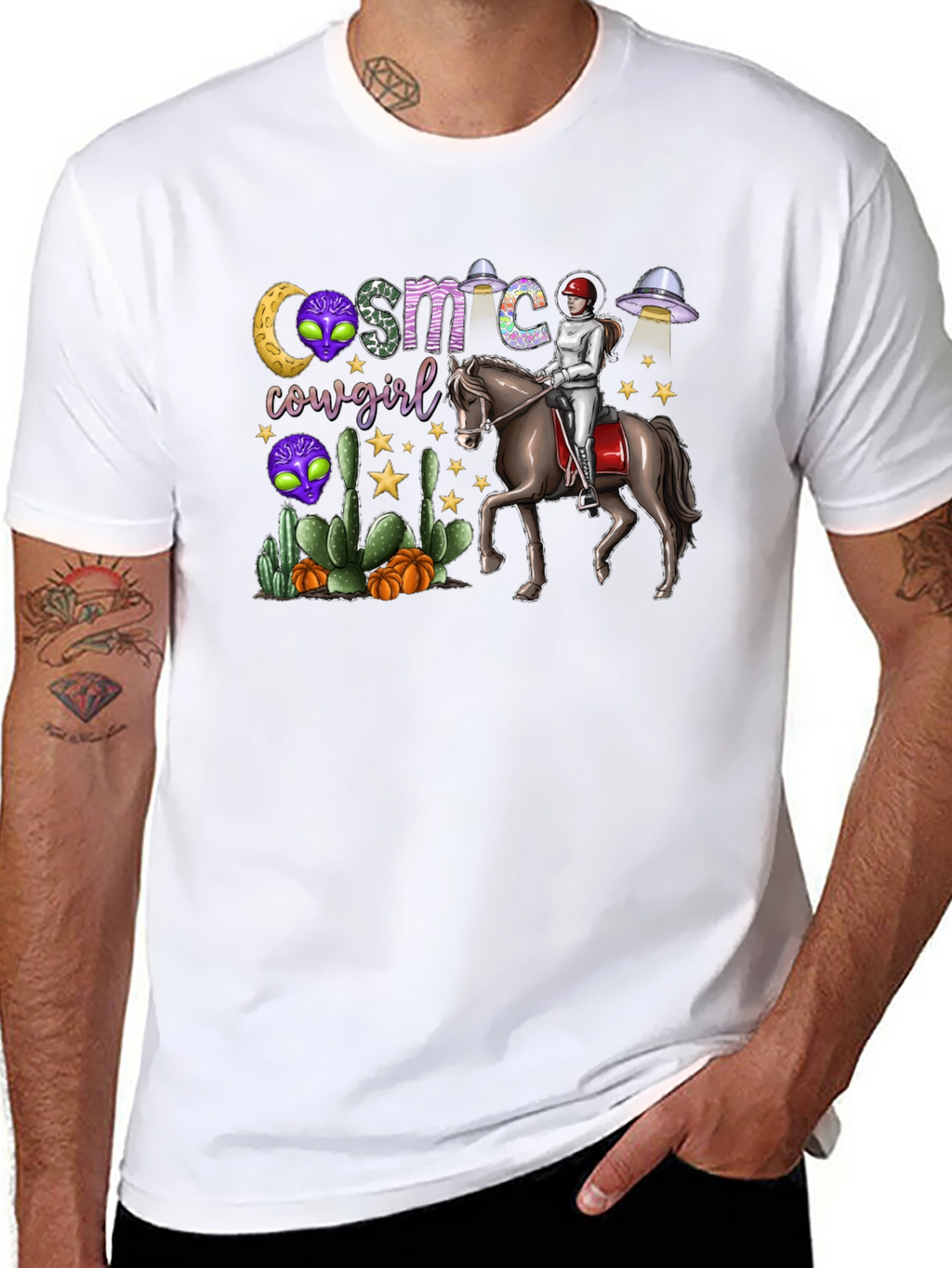 Cosmic Cowgirl T-Shirt - Western Space Rider Tee