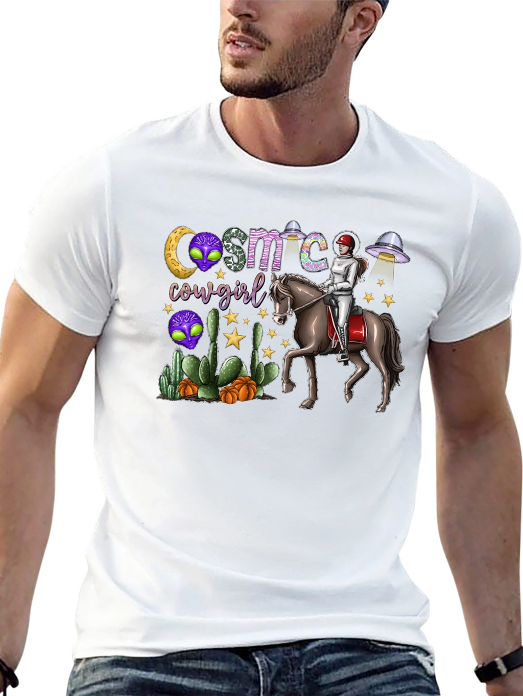 Cosmic Cowgirl T-Shirt - Western Space Rider Tee