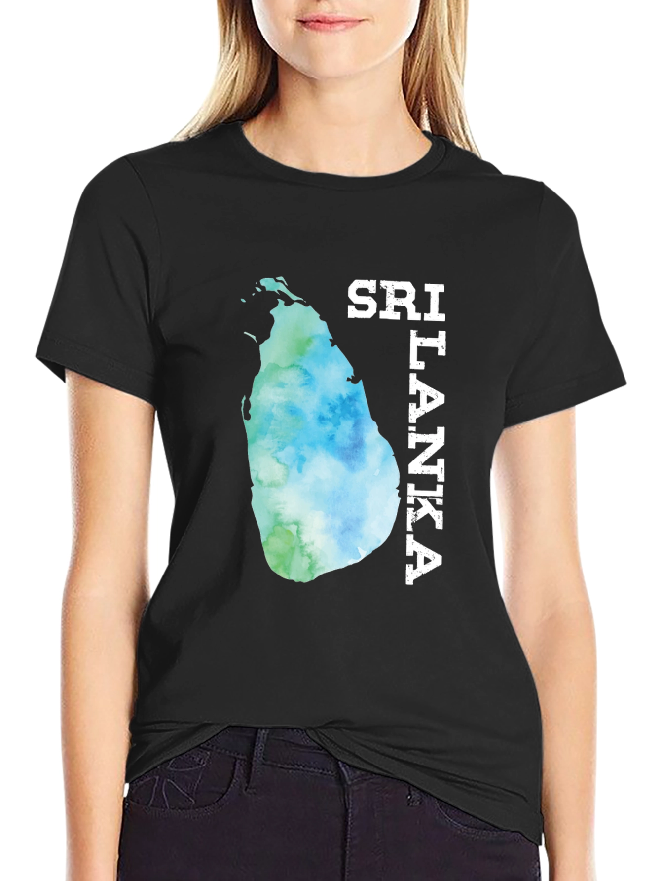 Sri Lanka Map Tee - Black Graphic T-Shirt