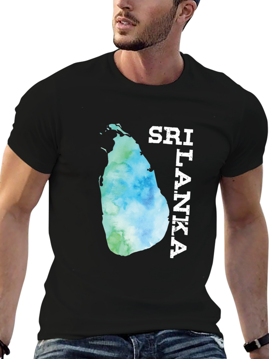 Sri Lanka Map Tee - Black Graphic T-Shirt