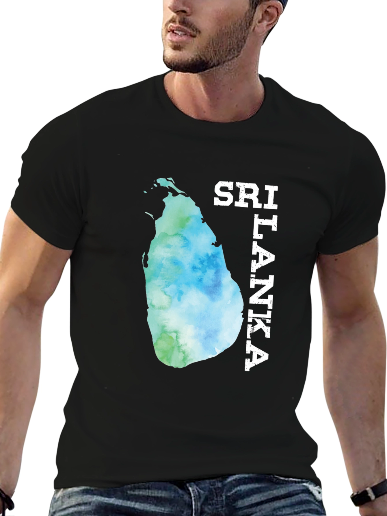 Sri Lanka Map Tee - Black Graphic T-Shirt