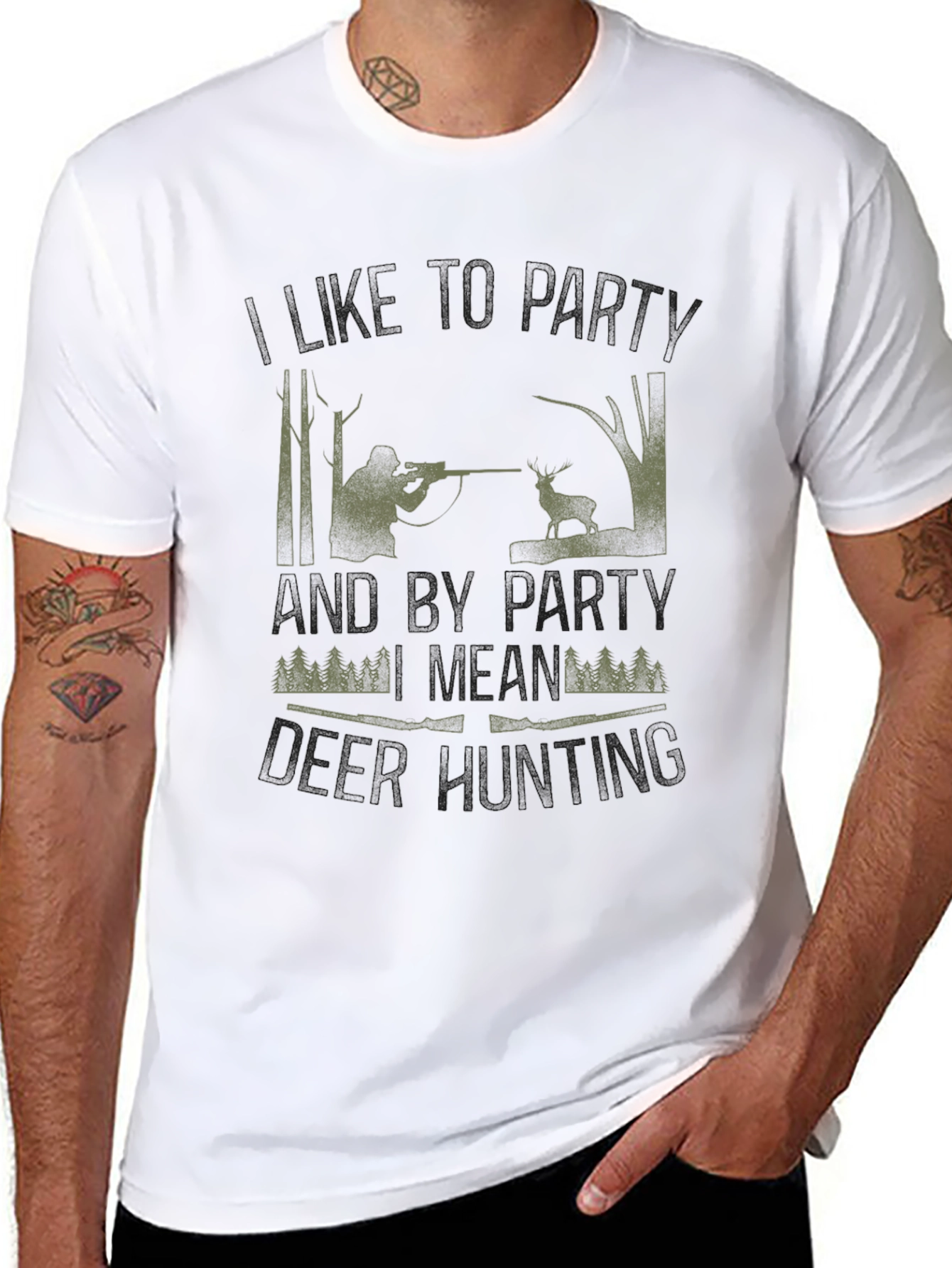 Hunting Party T-Shirt - Camo Hunter Design