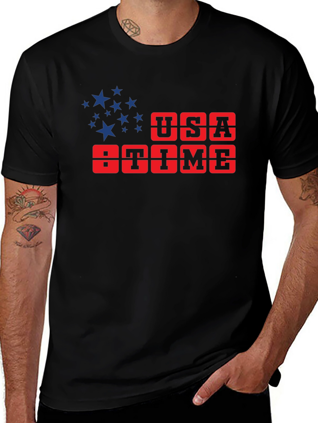 USA Time Graphic T-Shirt Patriotic Tee