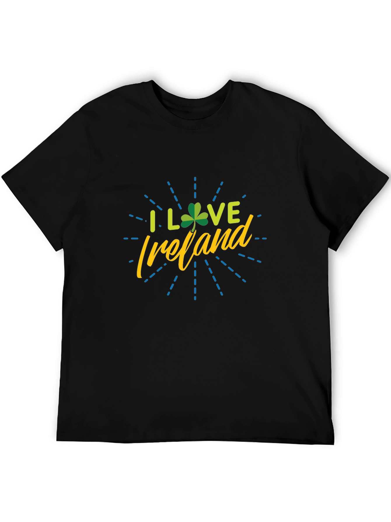 I Love Ireland Shamrock Graphic Tee - Black