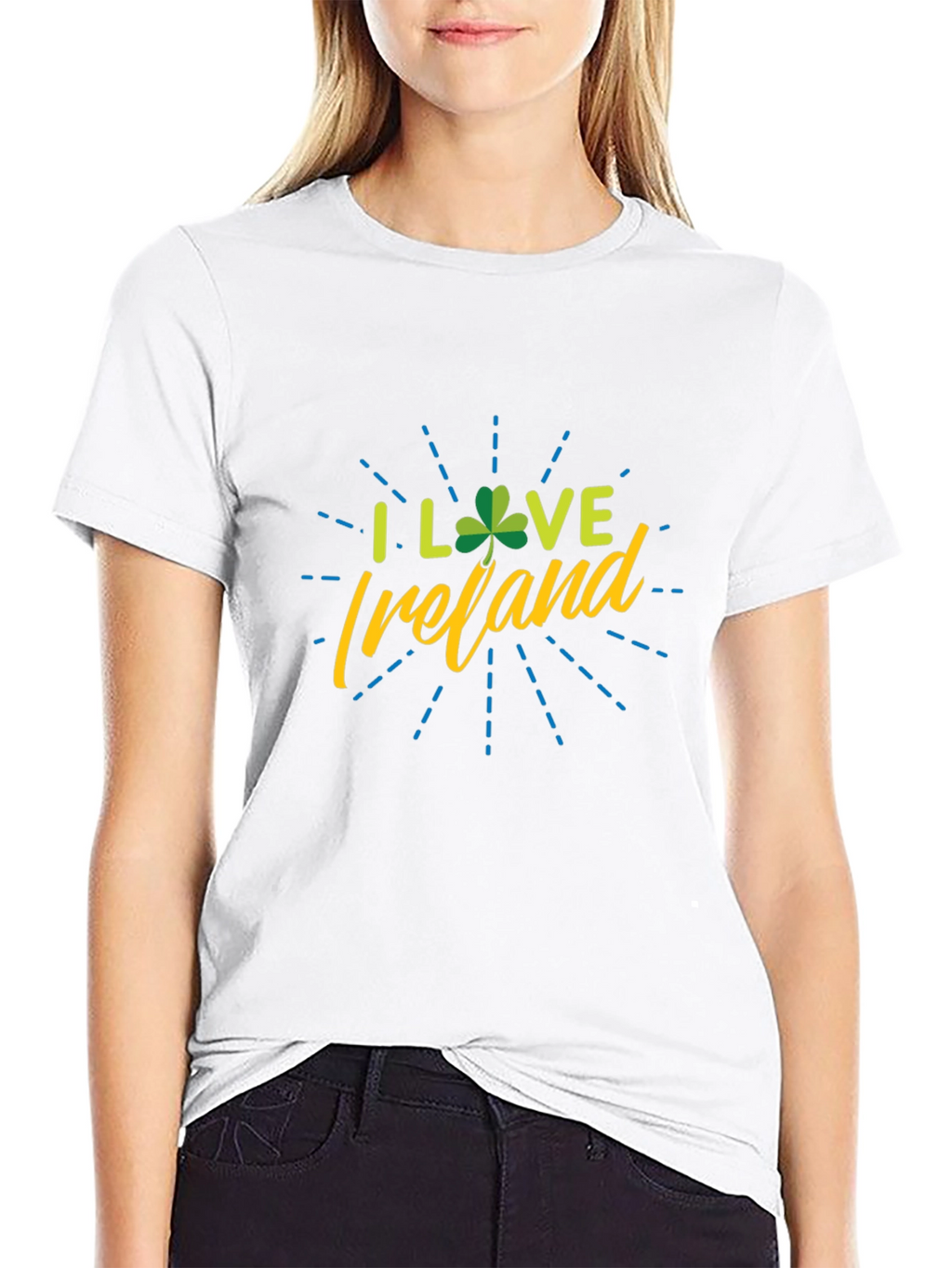 I Love Ireland Shamrock Graphic Tee - Black