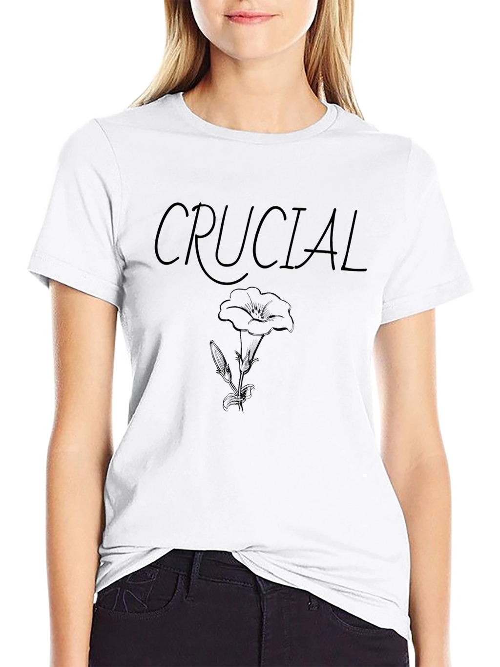 Crucial Flower Graphic Black T-Shirt