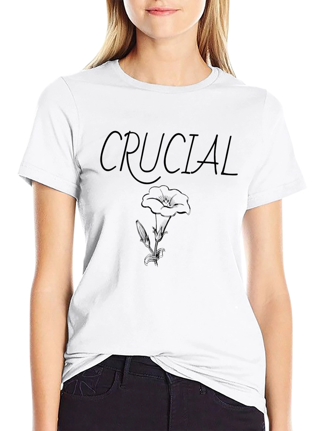 Crucial Flower Graphic Black T-Shirt