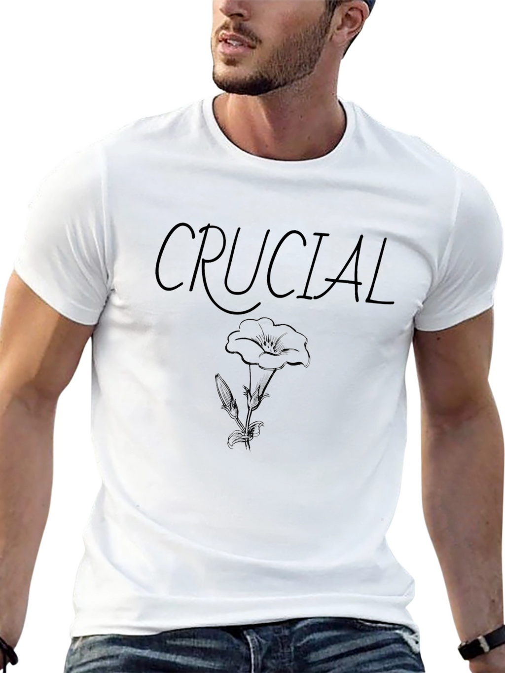 Crucial Flower Graphic Black T-Shirt