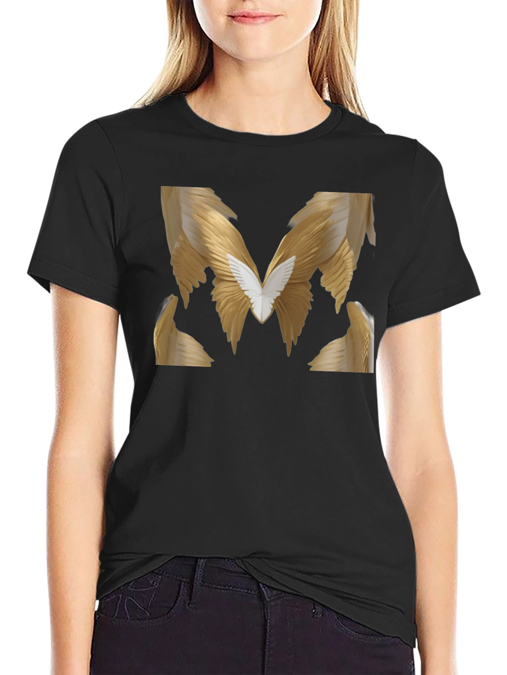 Winged M Graphic Tee - Stylish Black T-Shirt