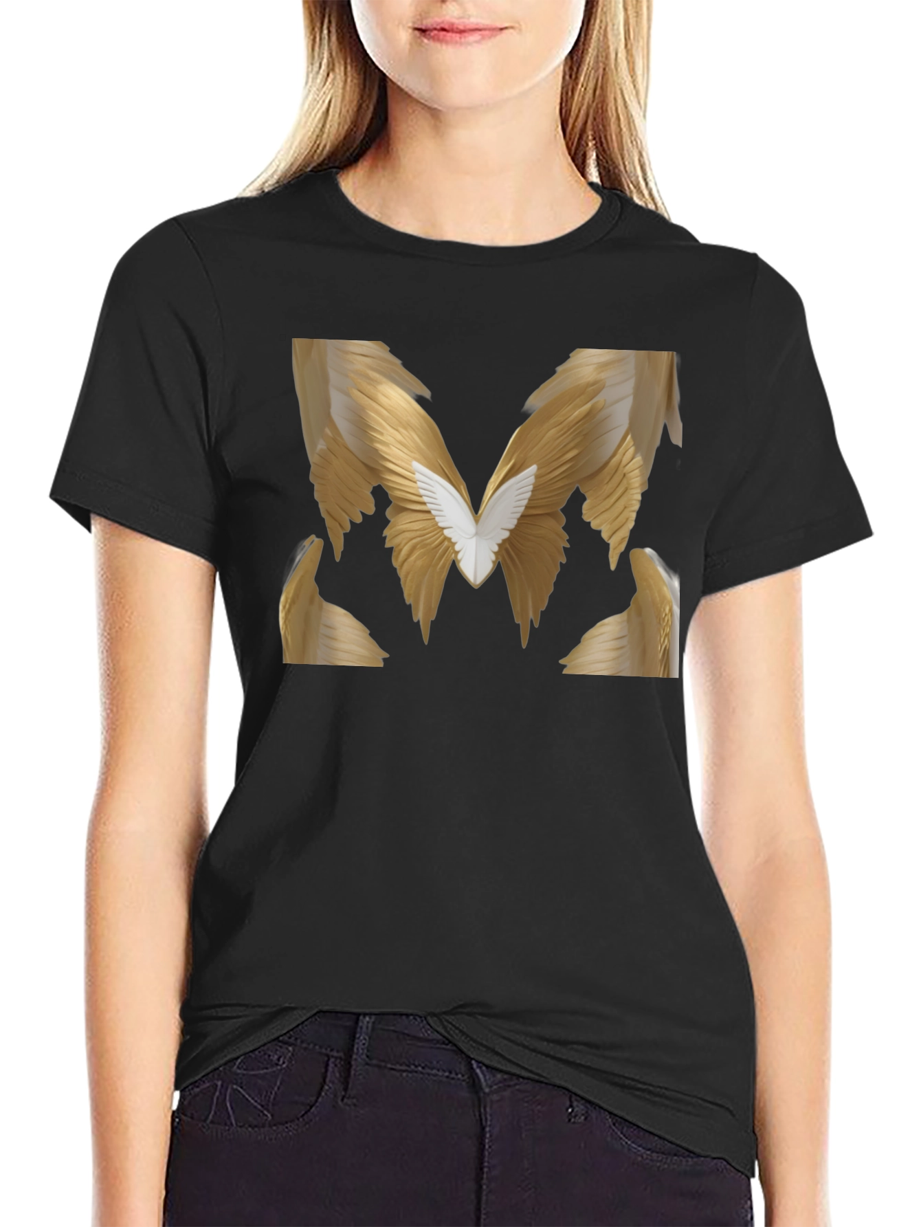 Winged M Graphic Tee - Stylish Black T-Shirt