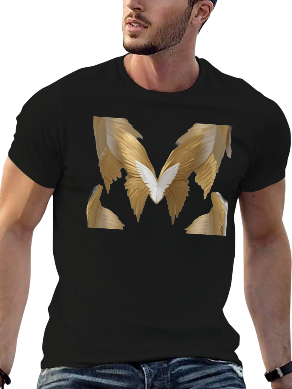 Winged M Graphic Tee - Stylish Black T-Shirt