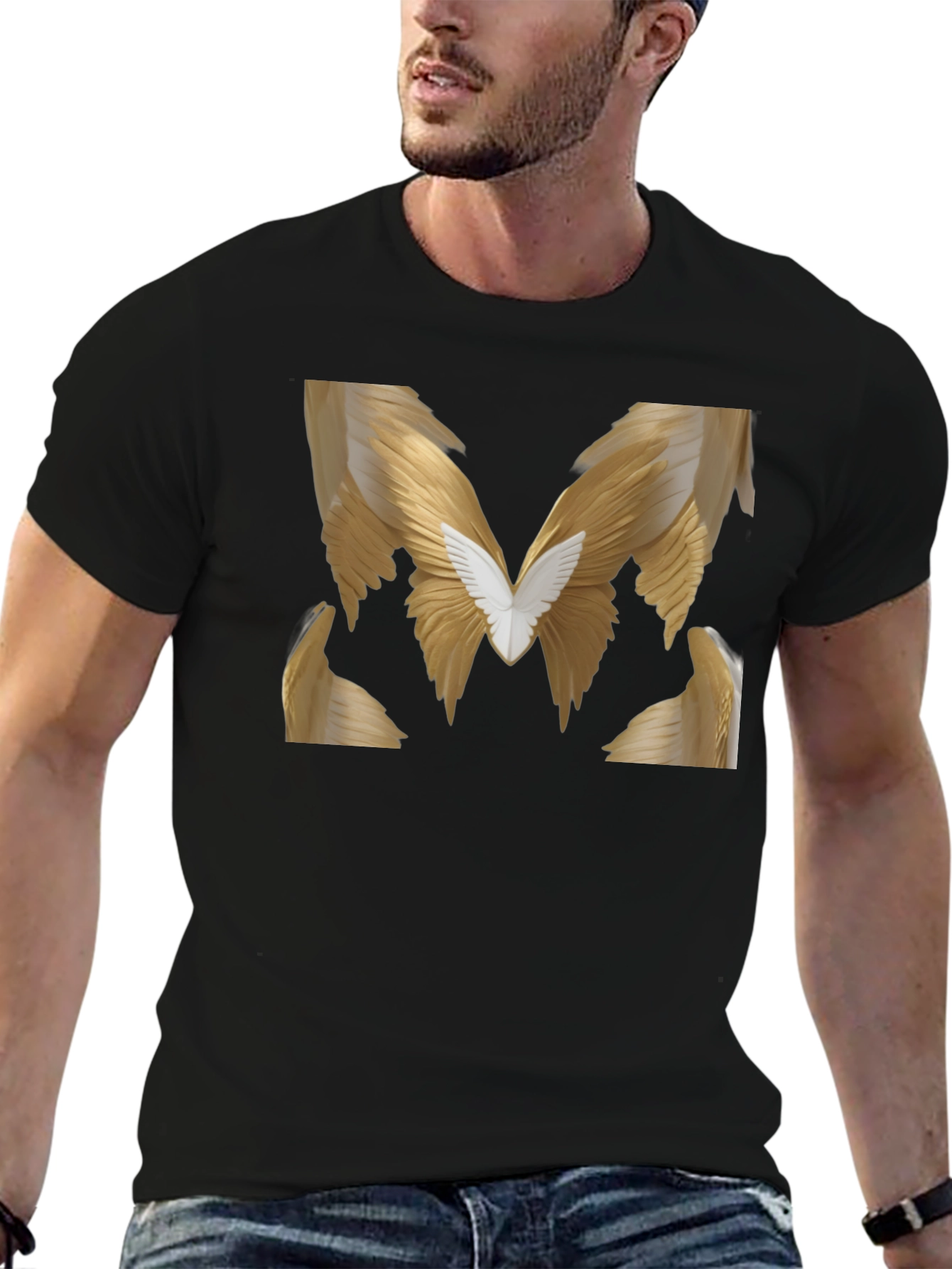 Winged M Graphic Tee - Stylish Black T-Shirt