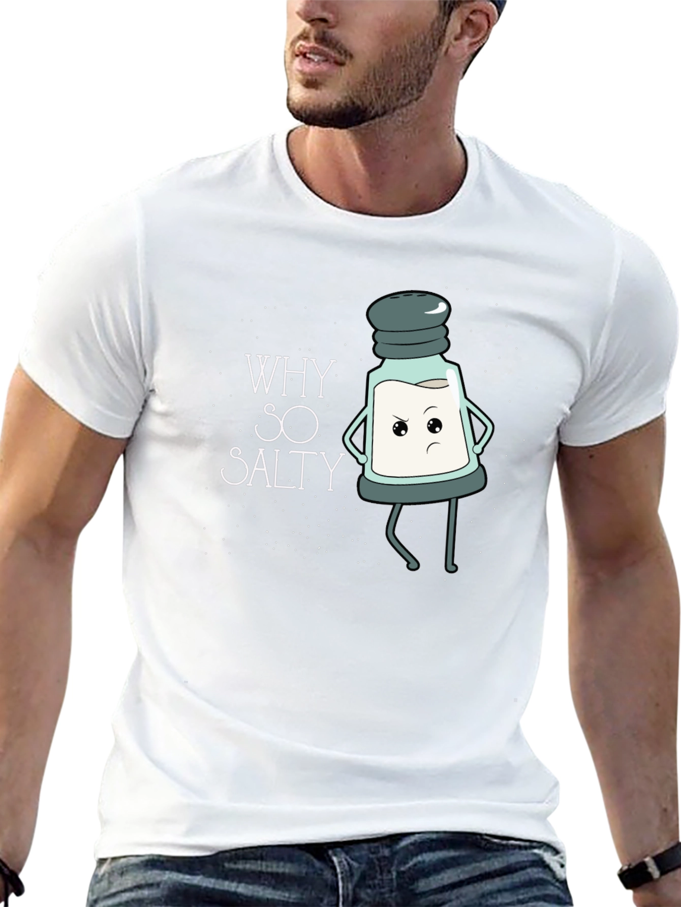 Why So Salty T-Shirt Funny Cartoon Salt Shaker Tee