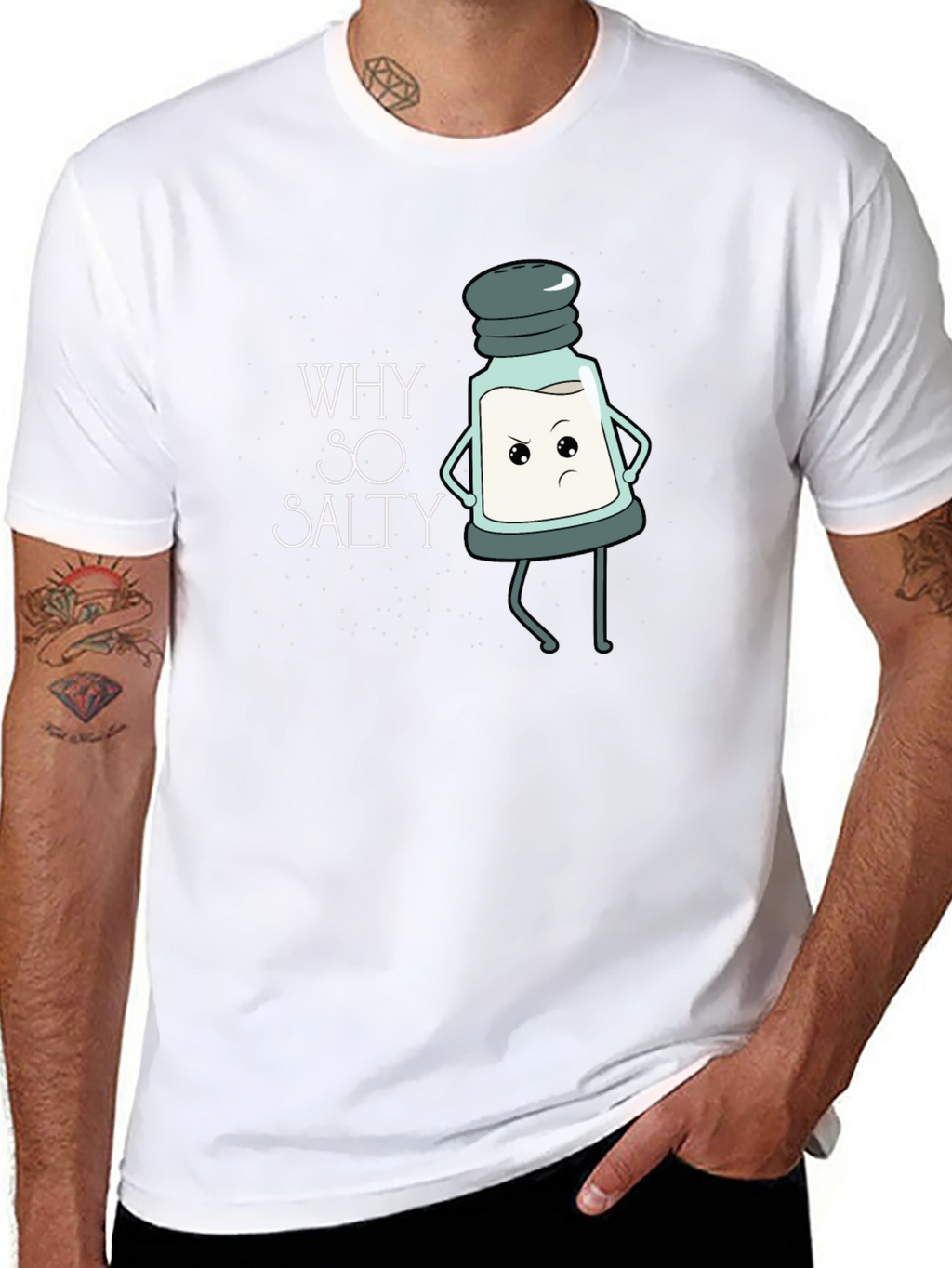 Why So Salty T-Shirt Funny Cartoon Salt Shaker Tee