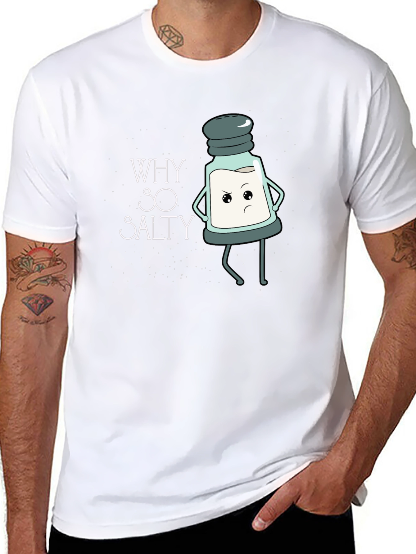 Why So Salty T-Shirt Funny Cartoon Salt Shaker Tee