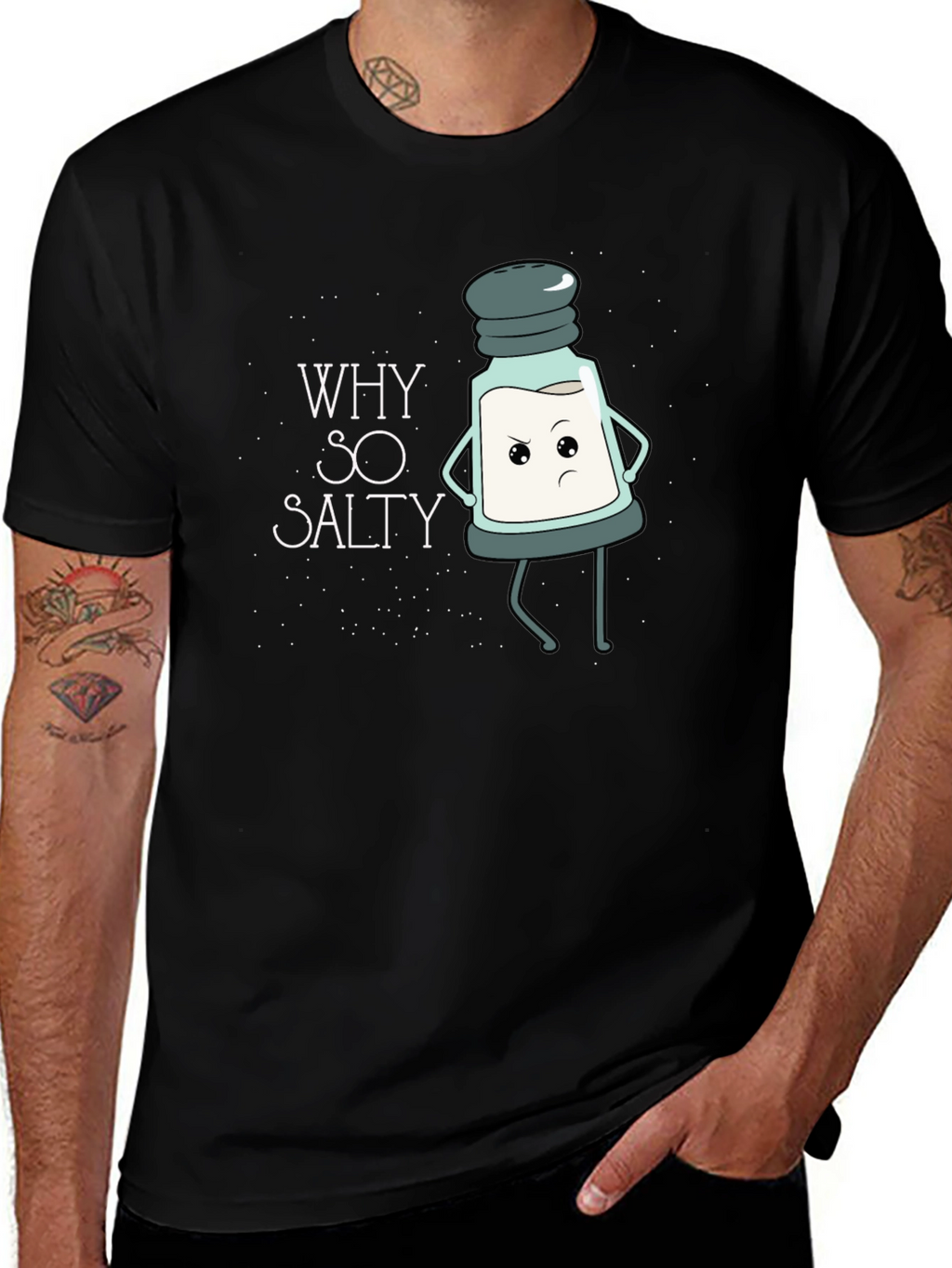 Why So Salty T-Shirt Funny Cartoon Salt Shaker Tee
