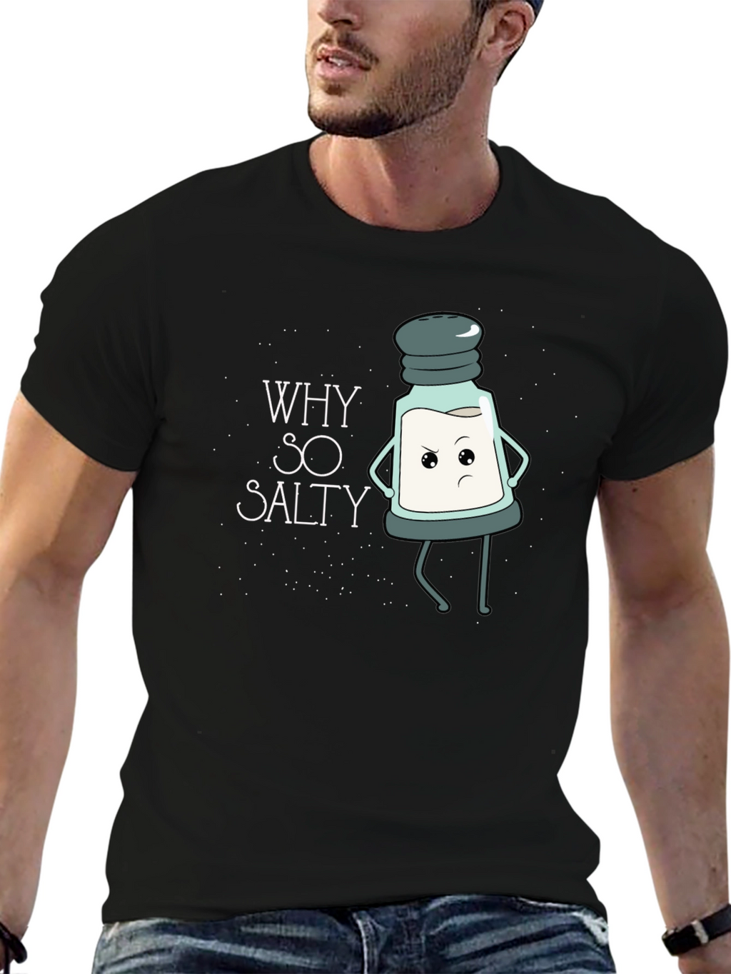 Why So Salty T-Shirt Funny Cartoon Salt Shaker Tee