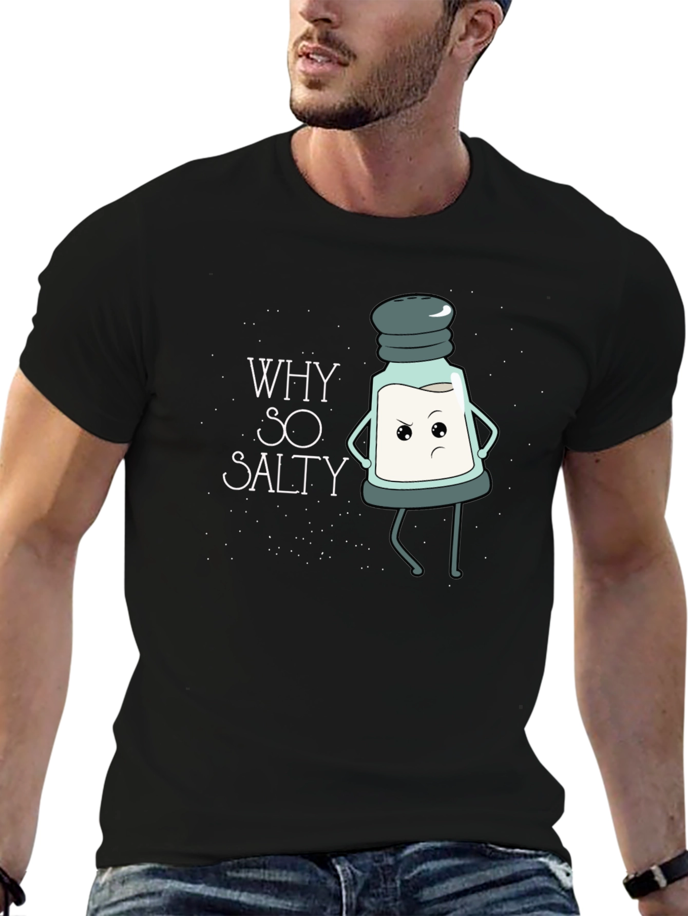 Why So Salty T-Shirt Funny Cartoon Salt Shaker Tee