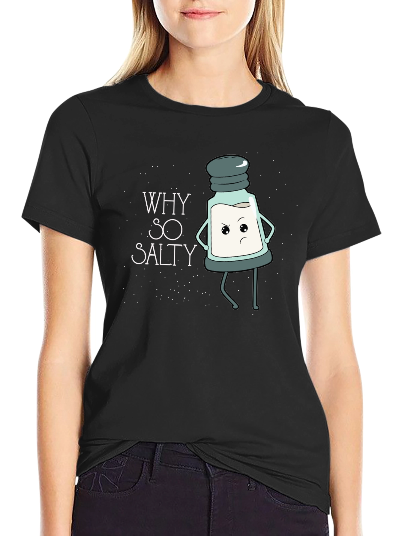 Why So Salty T-Shirt Funny Cartoon Salt Shaker Tee