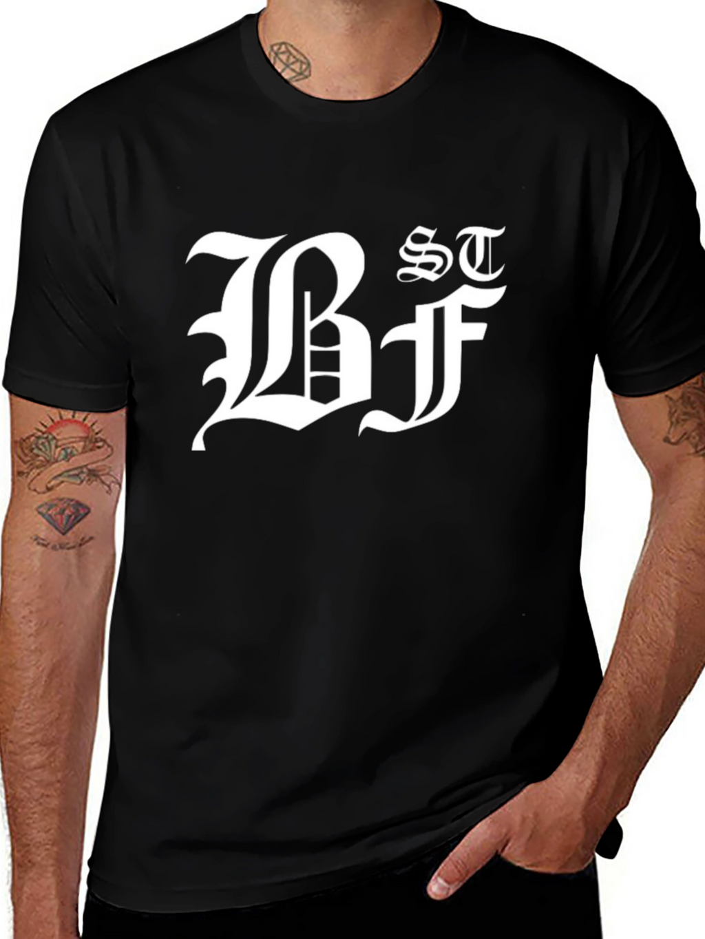 Black Graphic Tee - Bold Letter Design