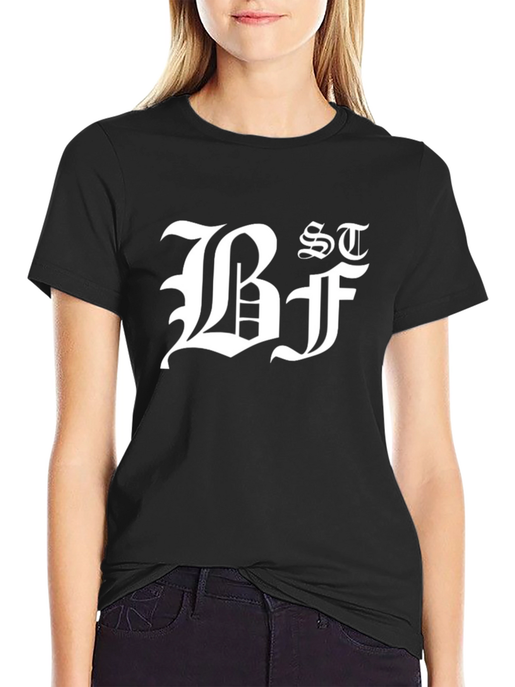 Black Graphic Tee - Bold Letter Design
