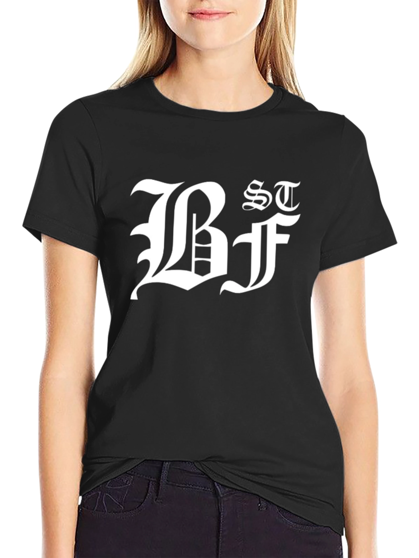 Black Graphic Tee - Bold Letter Design