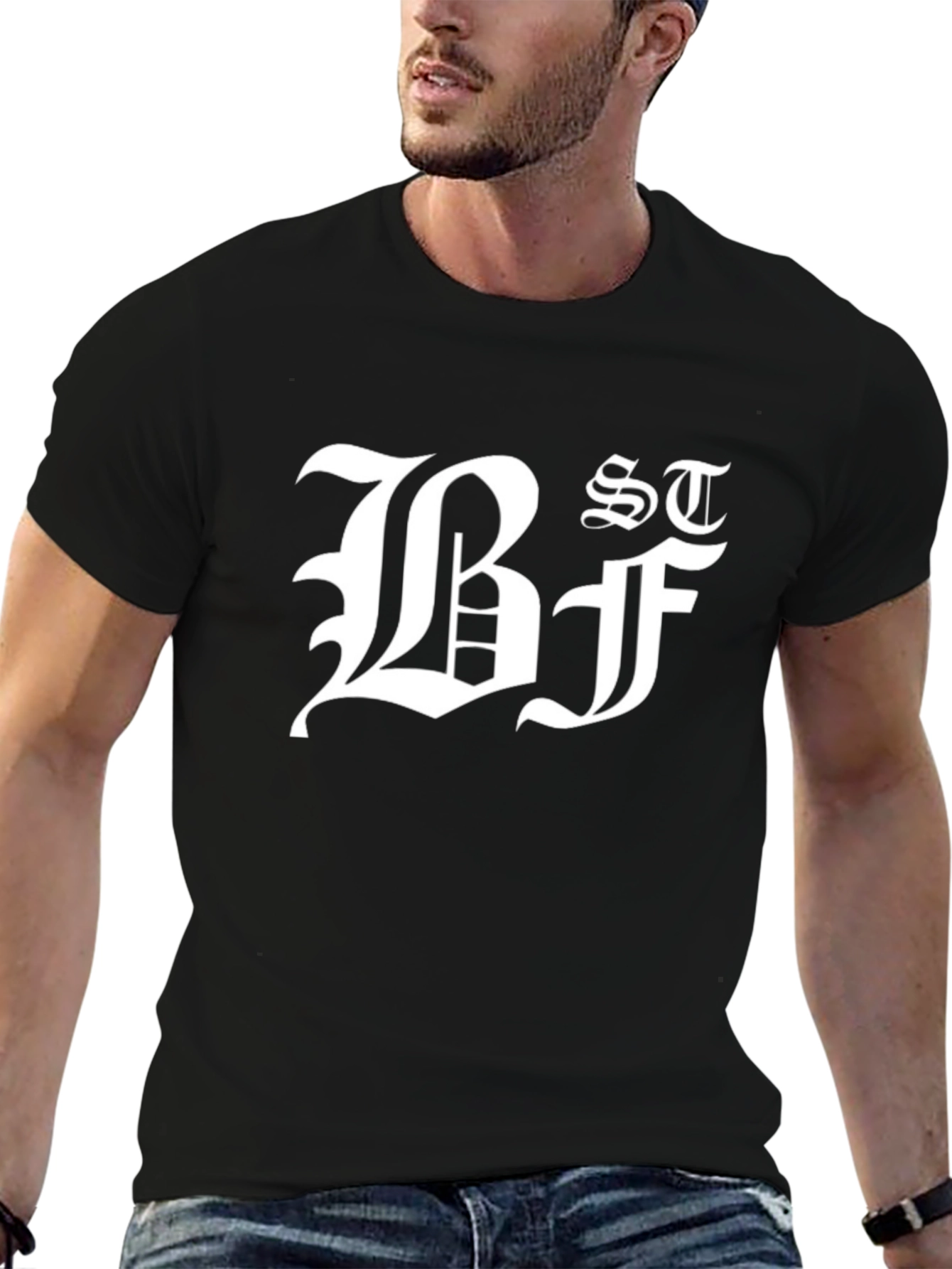 Black Graphic Tee - Bold Letter Design