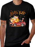 Hello Fall Flamingo Pumpkin Truck T-Shirt