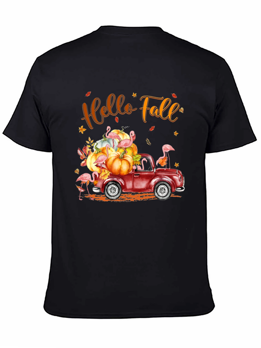 Hello Fall Flamingo Pumpkin Truck T-Shirt