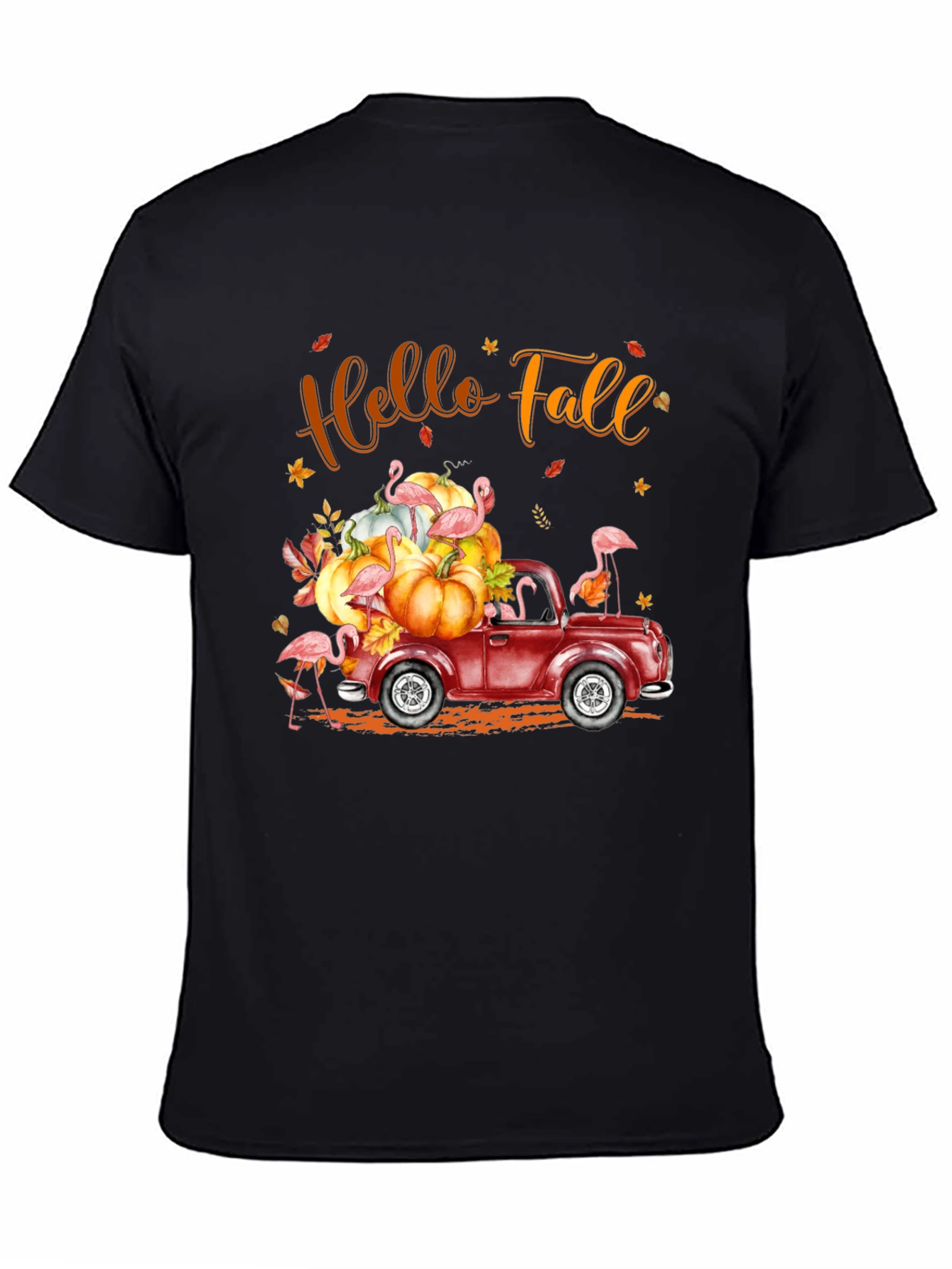 Hello Fall Flamingo Pumpkin Truck T-Shirt