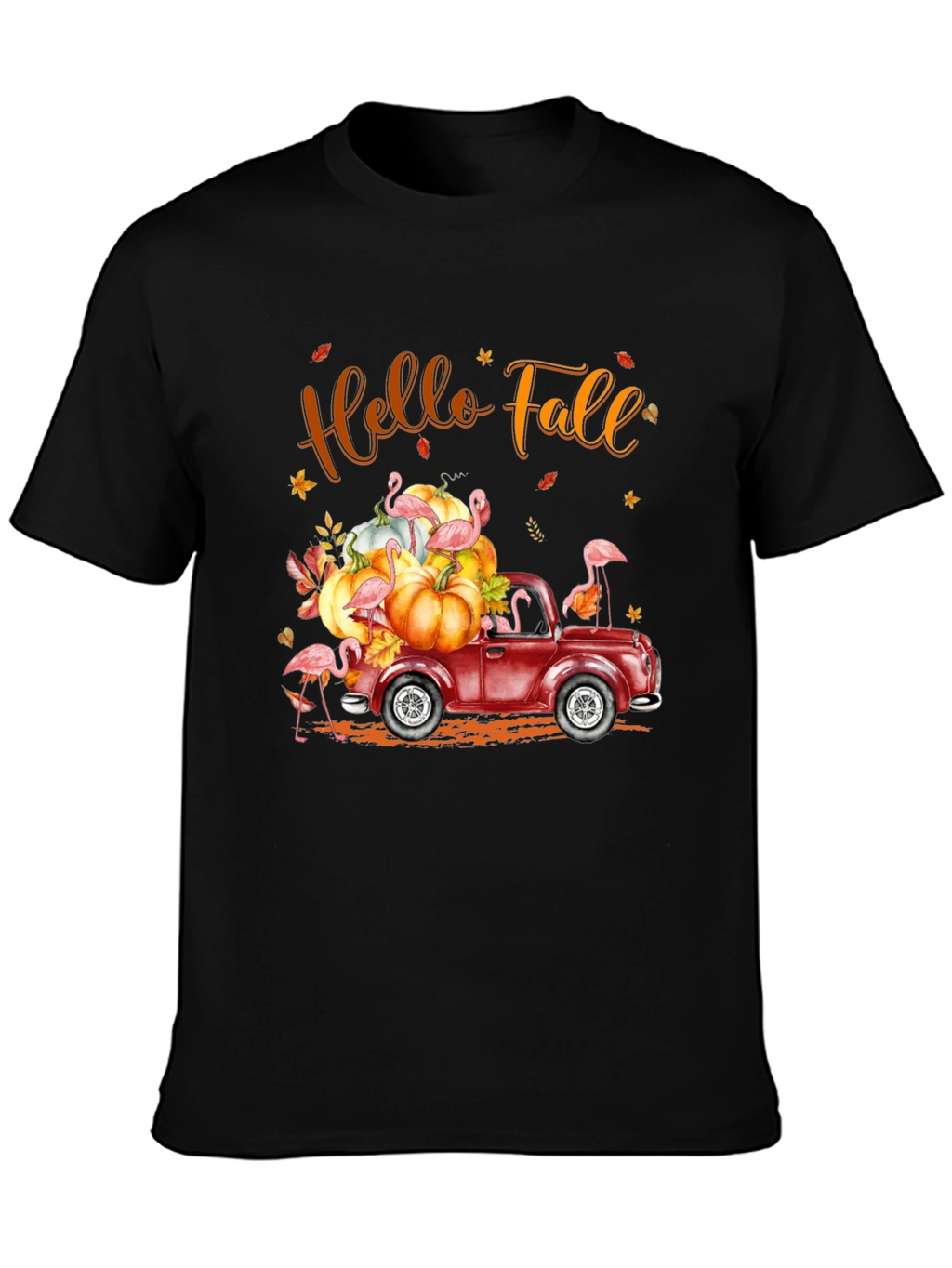 Hello Fall Flamingo Pumpkin Truck T-Shirt