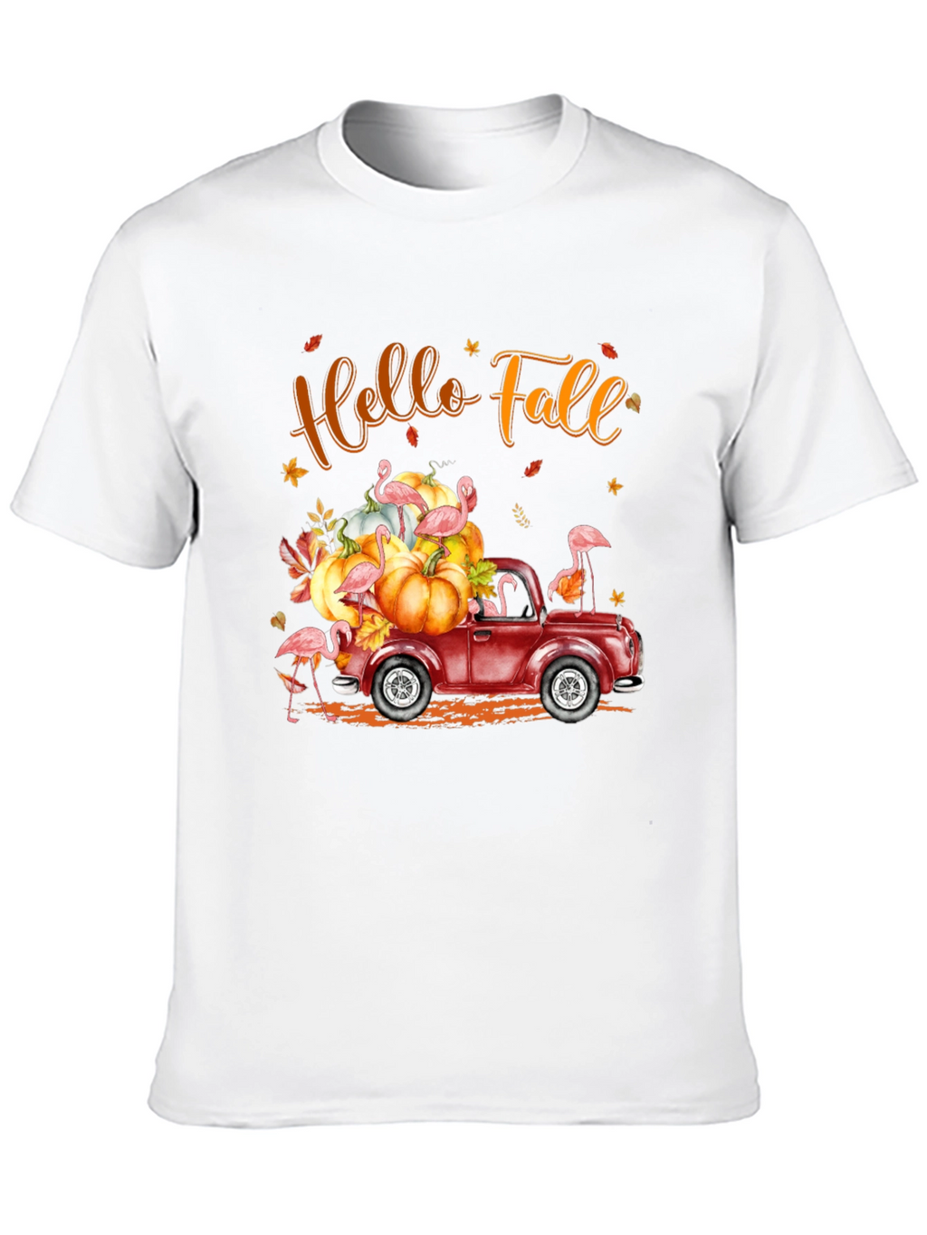Hello Fall Flamingo Pumpkin Truck T-Shirt