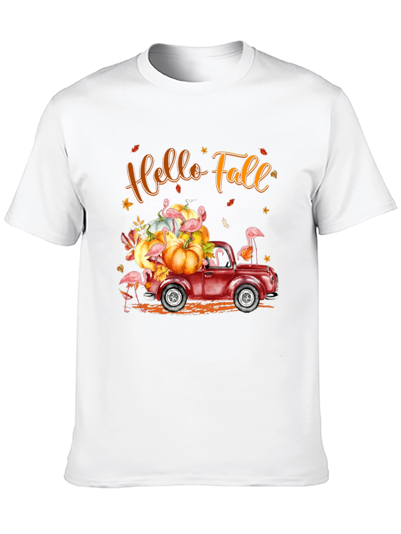 Hello Fall Flamingo Pumpkin Truck T-Shirt