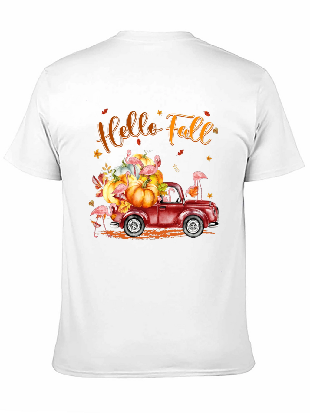 Hello Fall Flamingo Pumpkin Truck T-Shirt