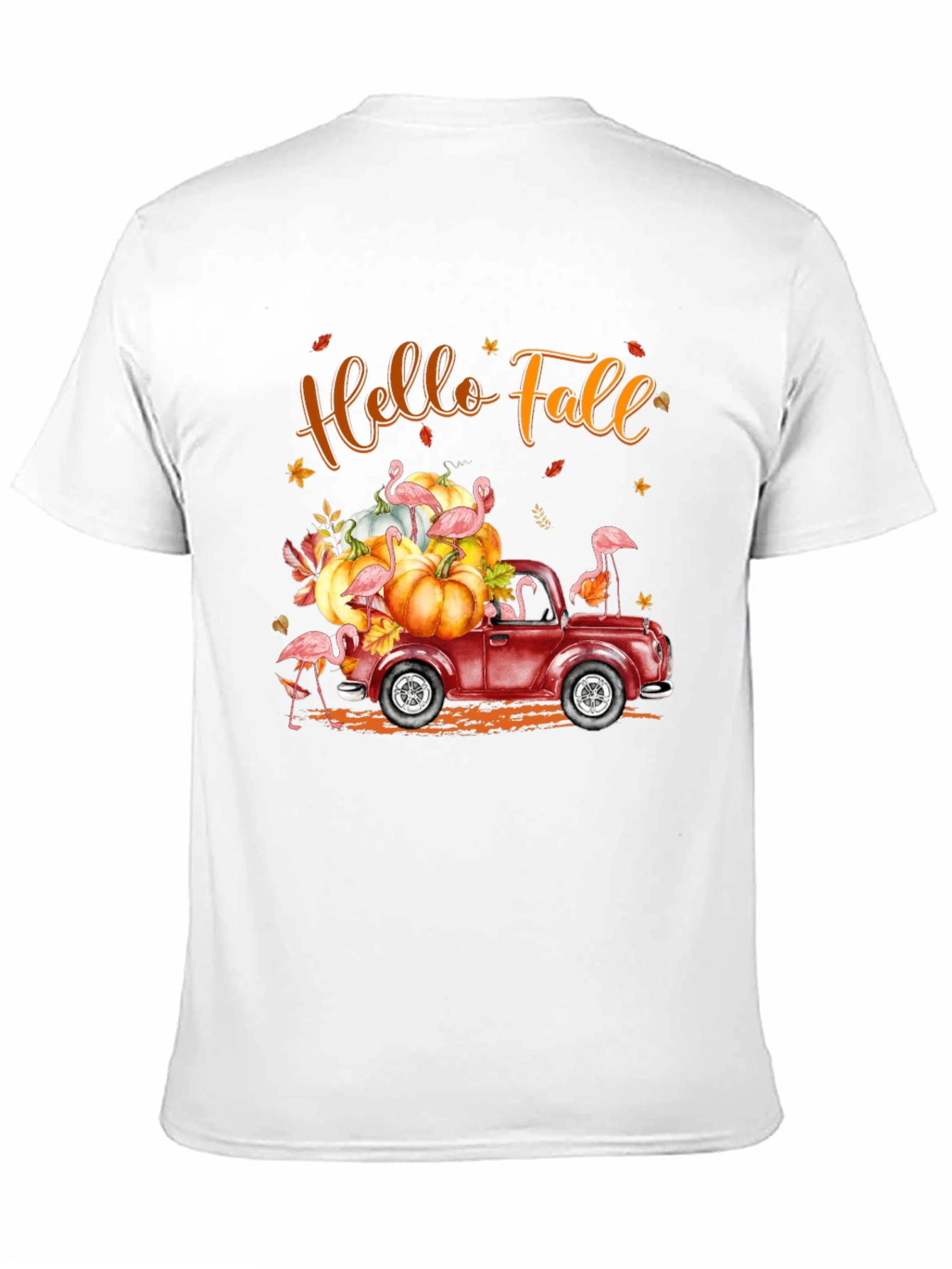 Hello Fall Flamingo Pumpkin Truck T-Shirt