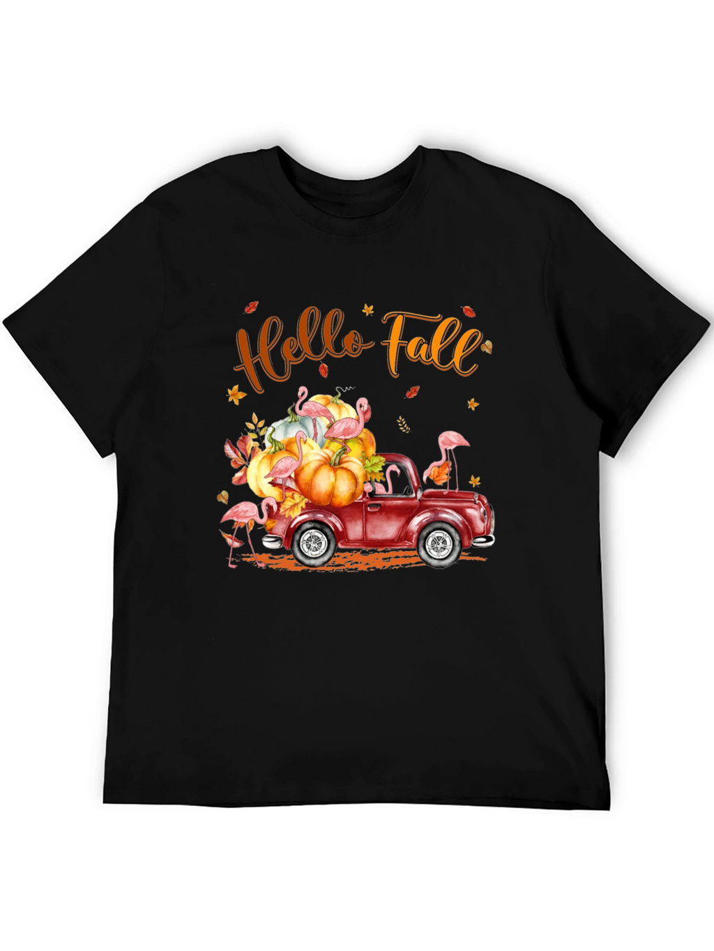 Hello Fall Flamingo Pumpkin Truck T-Shirt