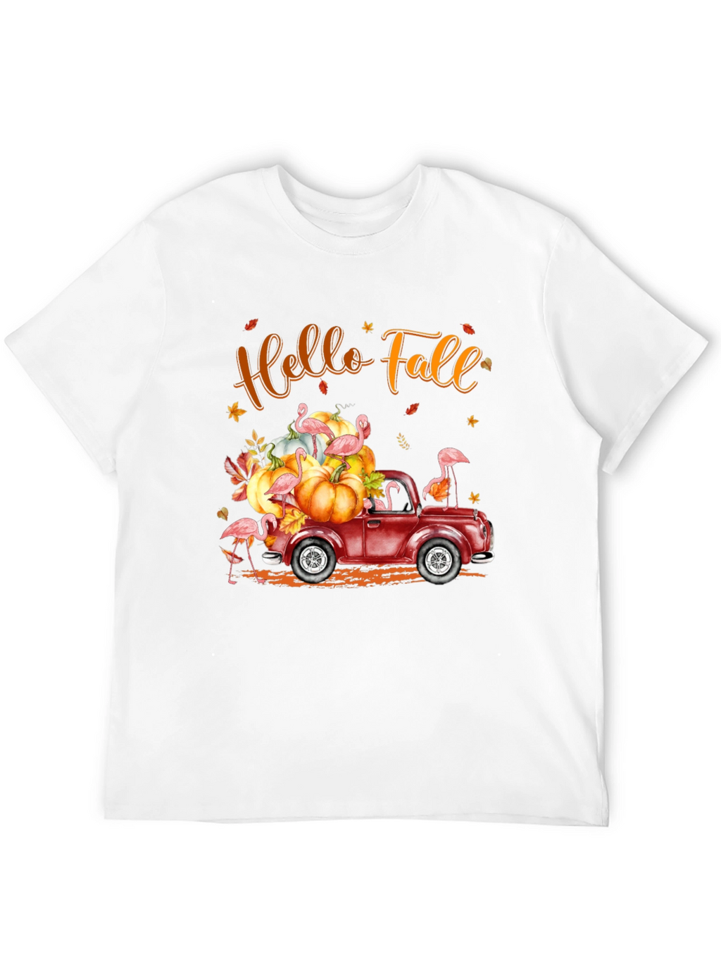 Hello Fall Flamingo Pumpkin Truck T-Shirt