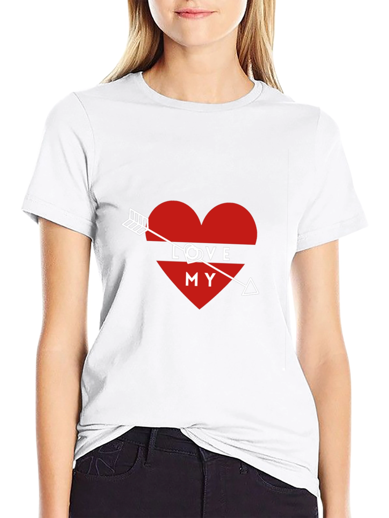 Love My Arrow Heart Graphic Tee - Black