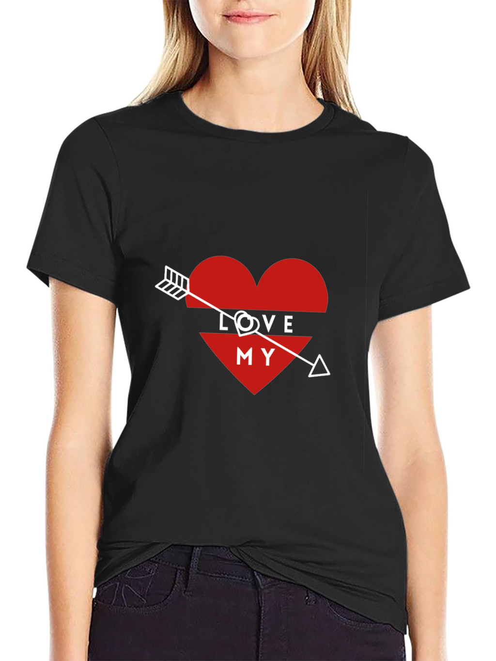 Love My Arrow Heart Graphic Tee - Black