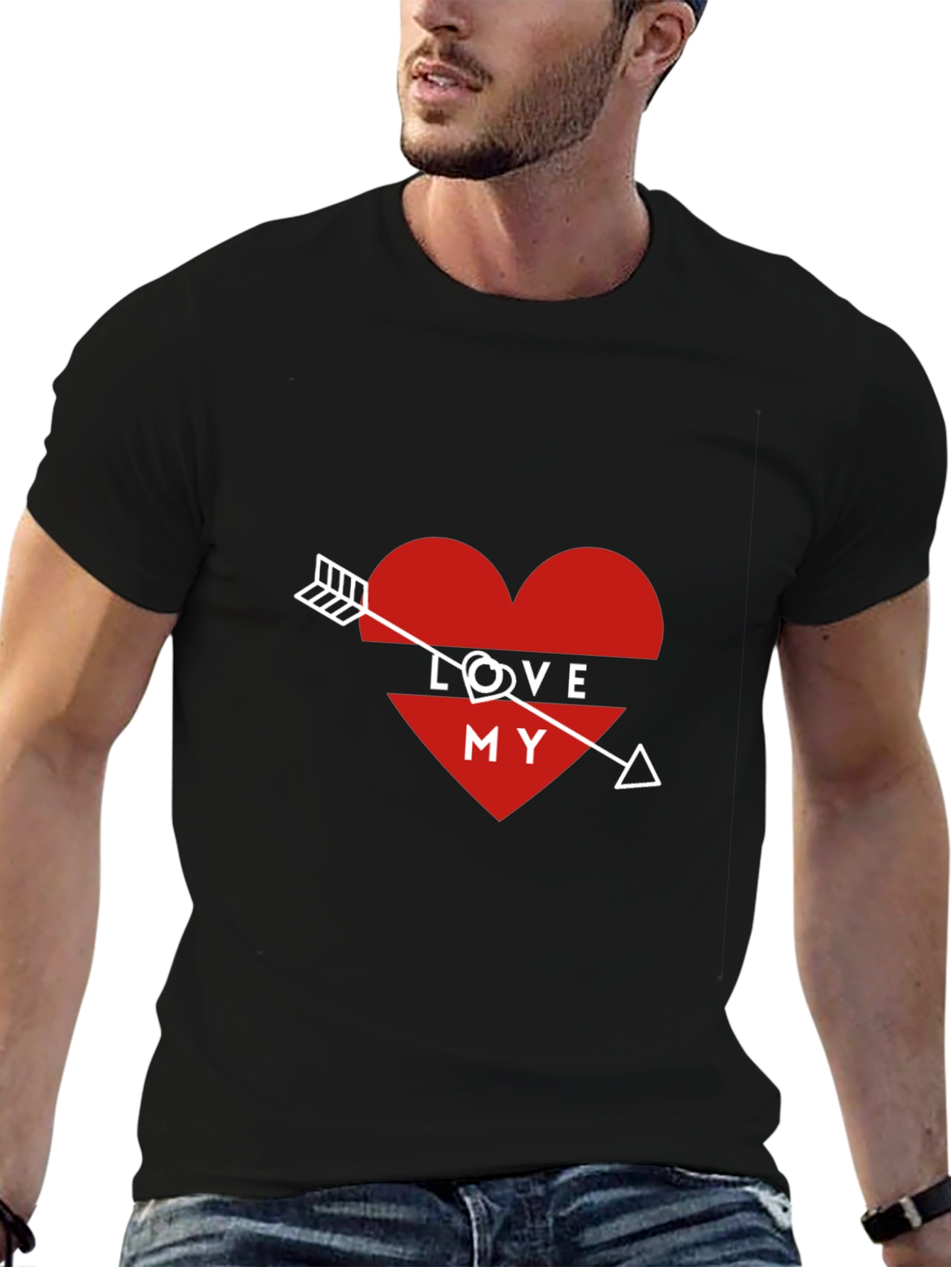 Love My Arrow Heart Graphic Tee - Black