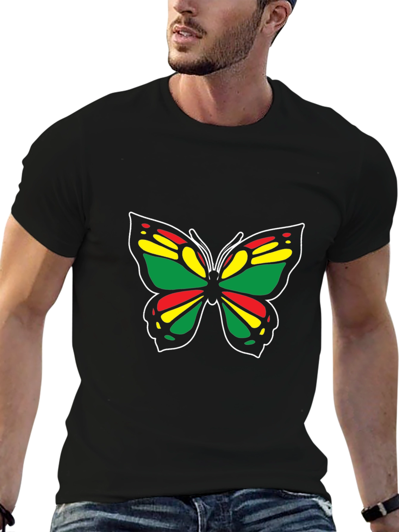 Rasta Butterfly Black T-Shirt